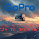 Kamera sportowa na tle gór przy zachodzącym slońcu, na obraz nałożony napis: Go Pro gra dla wojska, Czy to jest ok?